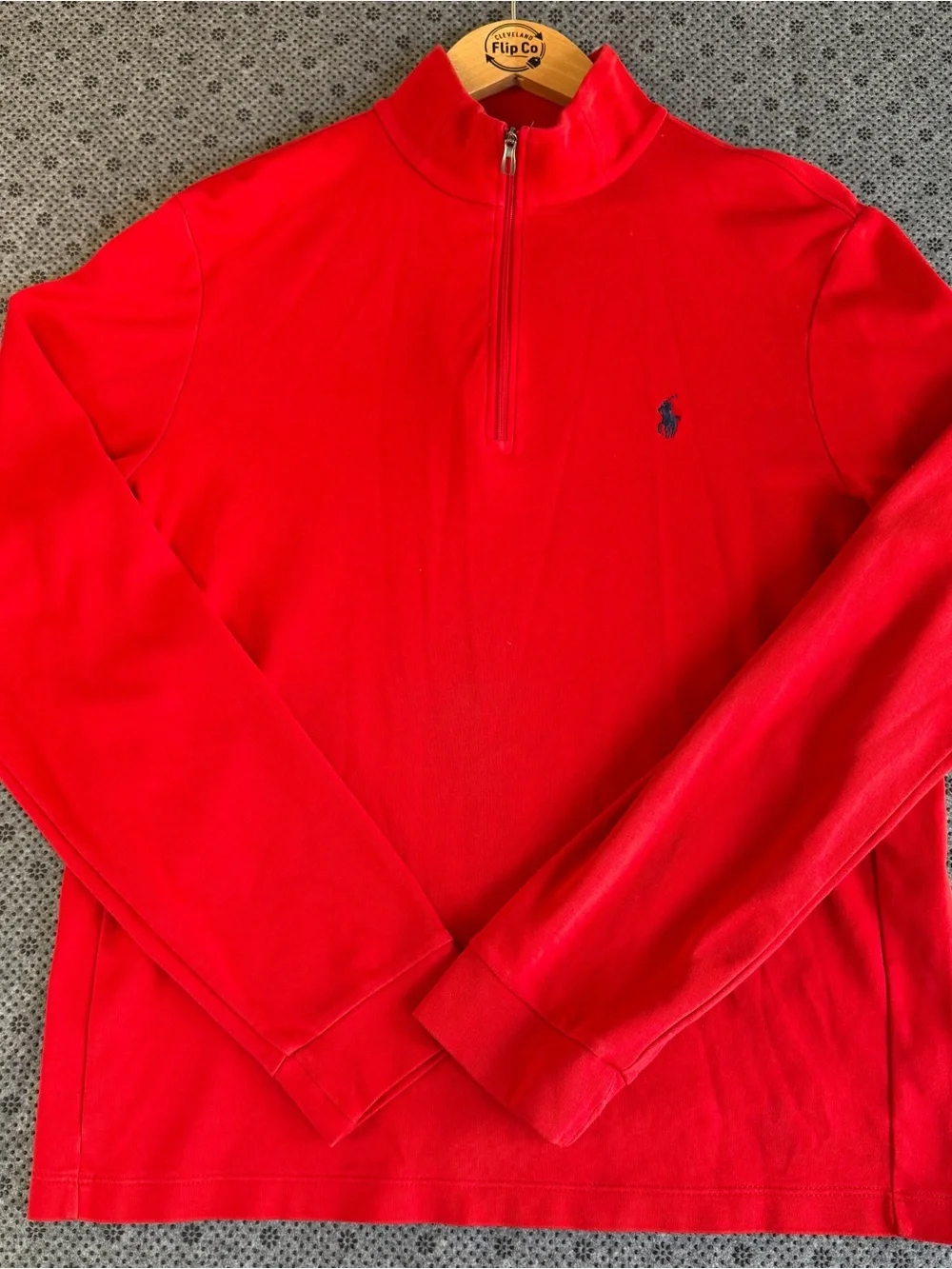 Polo by Ralph Lauren Red Half-Zip Pullover with Navy Pony